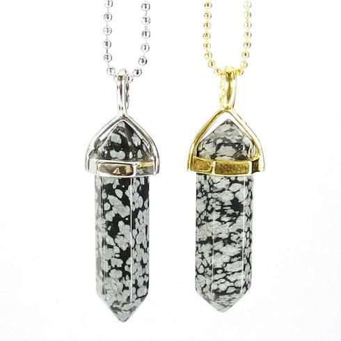 SnowFlake Obsidian Gemstone Pendant Necklace